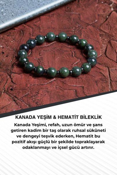 Saff Doğal Taş Canadian Jade & Hematite Bracelet