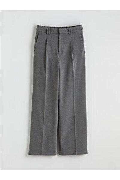 LC Waikiki M1 Season Gray Women's Pleated Pants with Elastic Waist