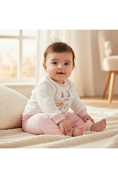Elbebek Baby طقم أطفال تيدي بير مصنوع من القطن العضوي بنسبة 100% مكون من مطبو...