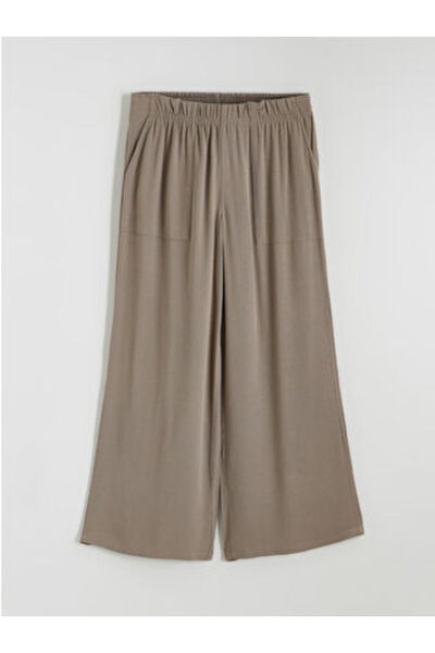 LC Waikiki M1 Season Brown Wide Leg Women's Trousers with Elastic Waist
