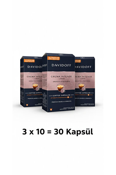 Davidoff Crema Intense Lungo Nespresso Uyumlu Kahve Kapsülü 3'lü Paket (30 Ka...