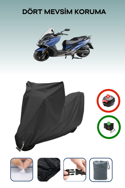 Breen غطاء دراجة نارية متوافق مع Kymco Xtown 250 CT متوافق مع اللون الأسود مقاوم للماء