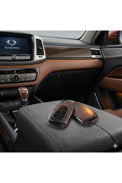 Oto Aksesuarcım Husă pentru telecomandă pentru chei auto din silicon cu 3 butoane compatibilă cu Torres Musso Korando, gri