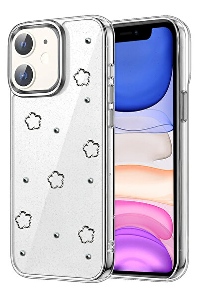 Nezih Case Apple iPhone 12 Compatible Transparent Glittery Elegant Case