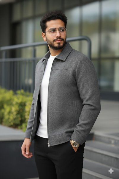 ziqsaq Erkek Spor Crop Kaşe Ceket