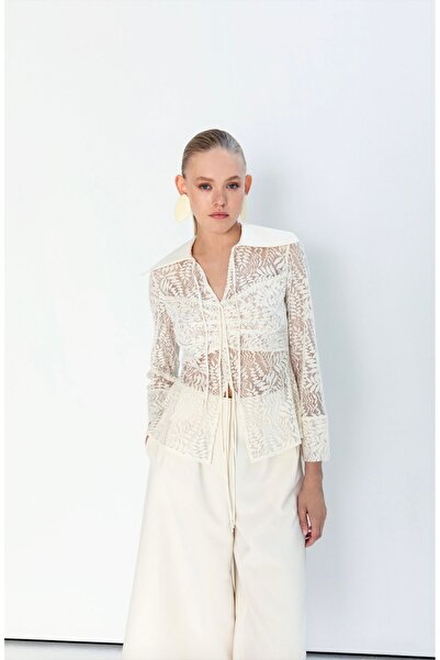 KAMEYA Lace Blouse with Pearl Detail