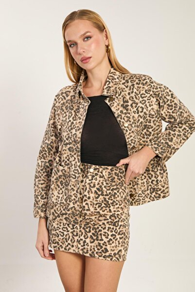 BARRELS AND OIL Women's leopard print jacket with pockets - leopard