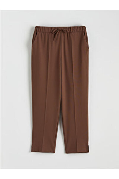 LC Waikiki M1 Season Brown Women's Trousers with Elastic Waist