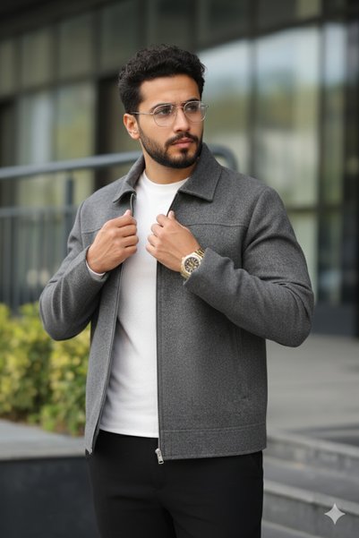 ziqsaq Erkek Spor Crop Kaşe Ceket