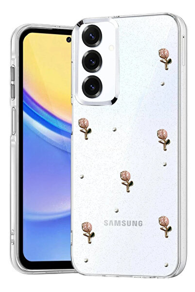 Nezih Case Samsung Galaxy A14 Compatible Transparent Glittery Elegant Case