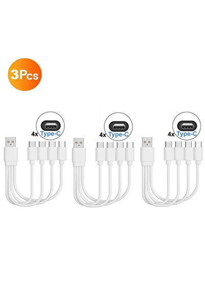 Choice 4 كابلات شحن USB متعددة قصيرة بطول 20 سم، من النوع C، 4 في 1