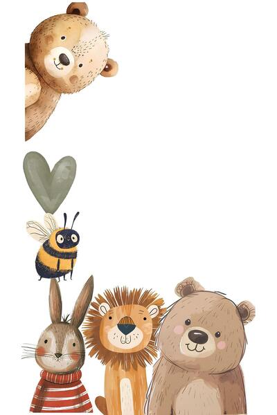 Rana İkra Art Hayvanlar Temalı Davetiye Kartı (25 Adet)(YAZISIZ)