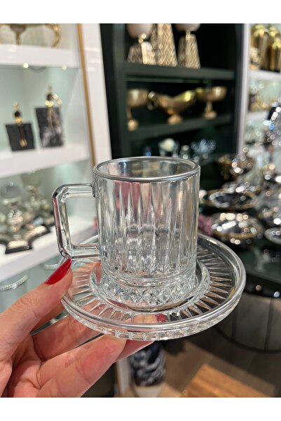 P&ORA PREMIUM KITCHEN PRODUCTS 6 KİŞİLİK GÜMÜŞ DETAY ÇAY FİNCANI TAKİMİ