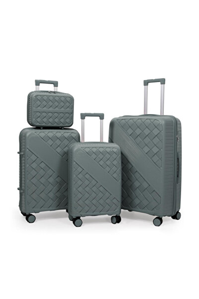 POGAGO 4 Piece Hard Shell Luggage Set 28 24 20 Inch with 14 Inch Beauty Box Lightweight Trolley Bags