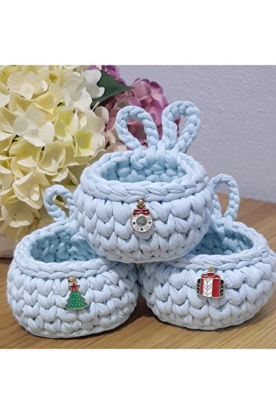 örgüdelisi 3 ADET MİNİ YILBAŞI HEDİYELİK PENYE DEKORATİF SEPET