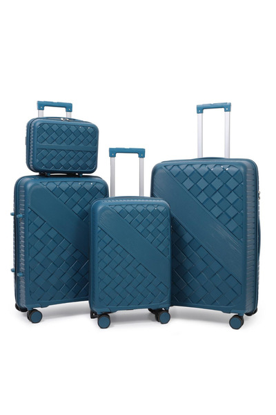 POGAGO 4 Piece Hard Shell Luggage Set 28 24 20 Inch with 14 Inch Beauty Box Lightweight Trolley Bags