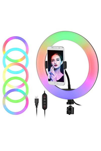 Generic 10 Inch RGB Colorful LED Ring Light Photography Lamp White/Black