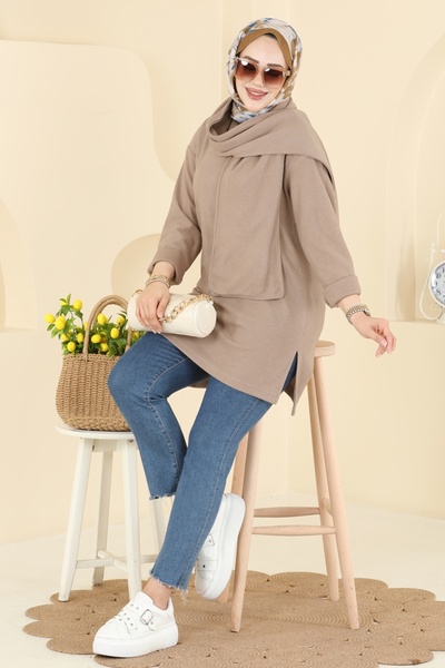 ModaMerve Şal Aksesuarlı Selanik Tunik 4553NFC1010-MS Vizyon