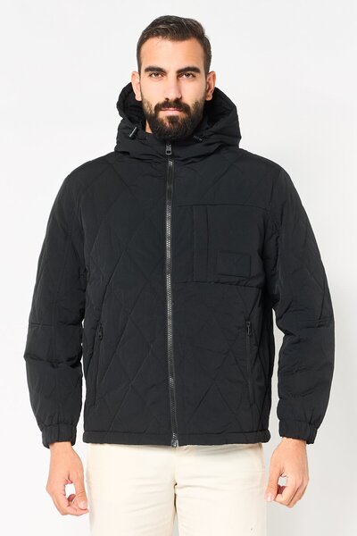 Calvin Klein جاكيت جينز رجالي مبطن، أسود