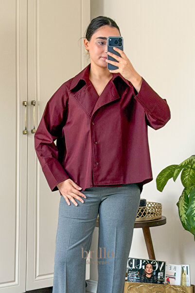 Fast Perry Bordo Renk Tasarım Kadın Gömlek