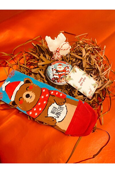 HEDİYEVİM Yılbaşı Temalı Çorap Mum Hediye Seti