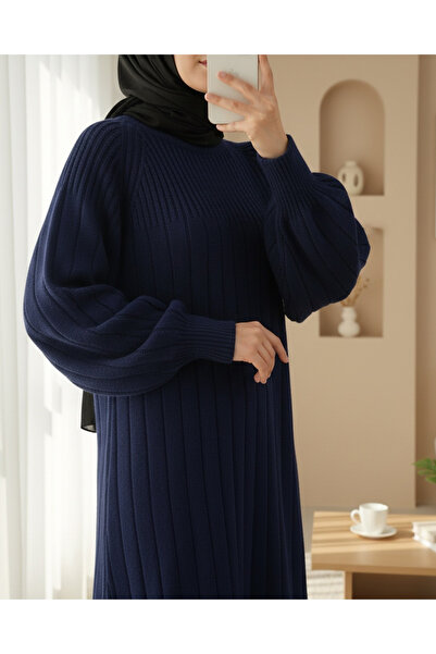 HİJABAYA κοτλέ άνοιγμα Μακρύ πλεκτό φόρεμα