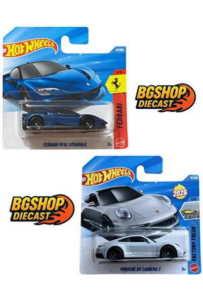 HOT WHEELS 2026 Case - Porsche 911 Carrera T - Ferrari SF90 Stradale