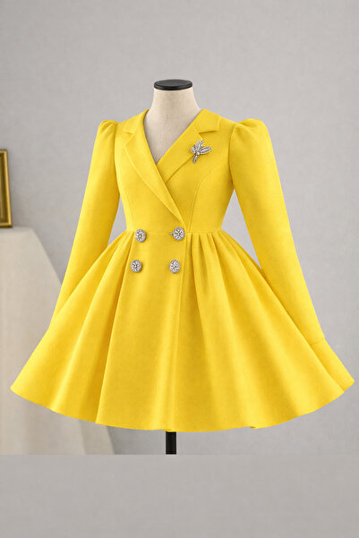 MUSGEM Ειδικό Σχέδιο Φόρεμα Βραδινό Φόρεμα για Κορίτσια με Μακρύ Μανίκι Κίτρι...