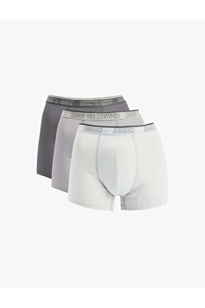 Koton Cotton 3-Piece Boxer Set with Printed Waist Detail