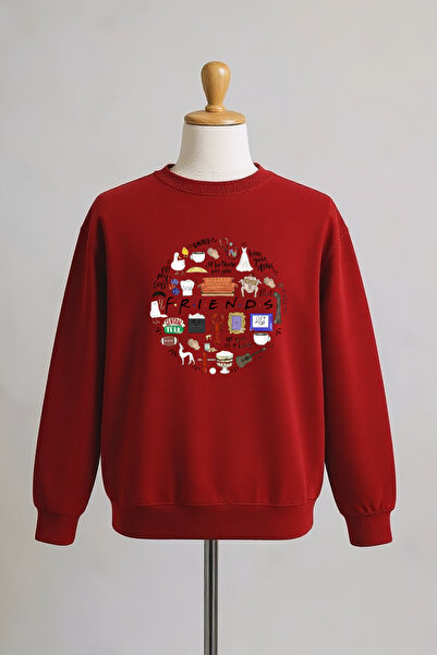 Vordevia سترة فريندز مطبوع القطنية ذات قصة فضفاضة خيوط وياقة دائرية