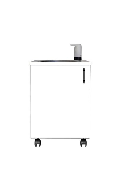 VISNES Mobil Seyyar Lavabo Ünitesi Fizyoterapist Yeni Yönetmeliğe Uygun Şarjlı Model Mat Beyaz