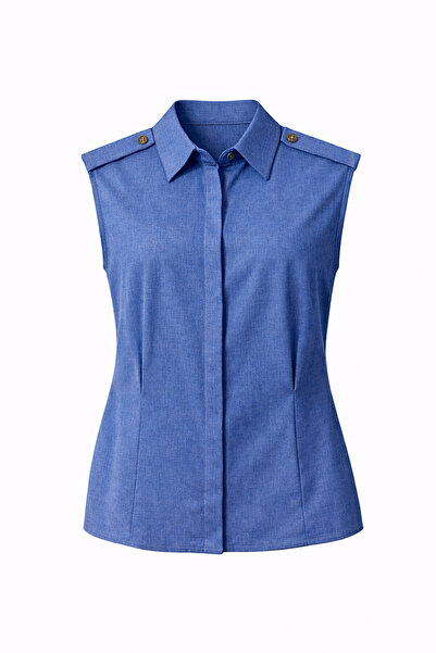 Batik Apolet Detaylı Kısa Keten Gömlek