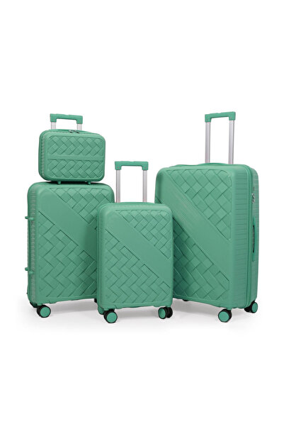 POGAGO 4 Piece Hard Shell Luggage Set 28 24 20 Inch with 14 Inch Beauty Box Lightweight Trolley Bags