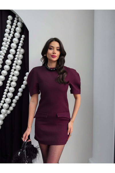 ESRAHELVACI Süs Cep Shoulder Pad Piece Mini Dress