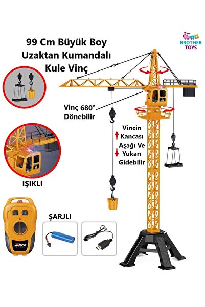 Brother Toys 99 Cm Büyük Boy Uzaktan Kumandalı 4 Kanal Işıklı Şarjlı Kule Vin...