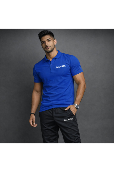 NOFLEN طقم بنطال رياضي من قطعتين من Polo Yaka Balance مطبوع