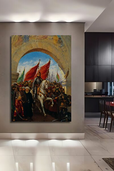 Teona Ahşap Fatih Sultan Mehmet Han Yağlı Boya Görünümlü Sanat Ev,Antre,Salon...