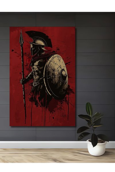 Teona Ahşap Spartalı Savaşçı Yağlı Boya Görünümlü Ahşap Dekoratif Ev,Antre,Sa...