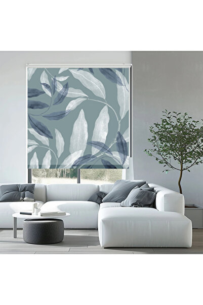 akel collection Baskılı Stor Perde Soft Yaprak Desenli Modern Dekoratif Stor ...