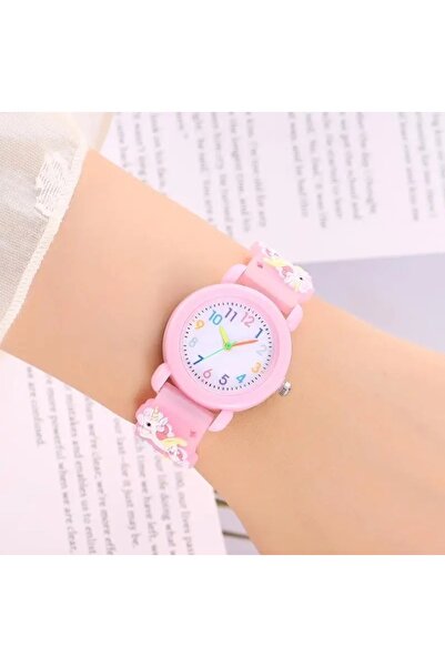 alka 3D Kabartmalı Unicorn Figürlü Kız Çocuk Kol Saati