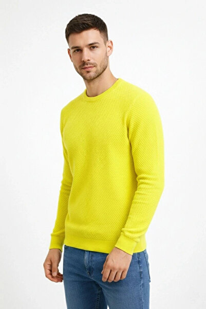 Alfanora Men's Crew Neck Honeycomb Textured Knitwear Sweater Cotton Thin Wove...