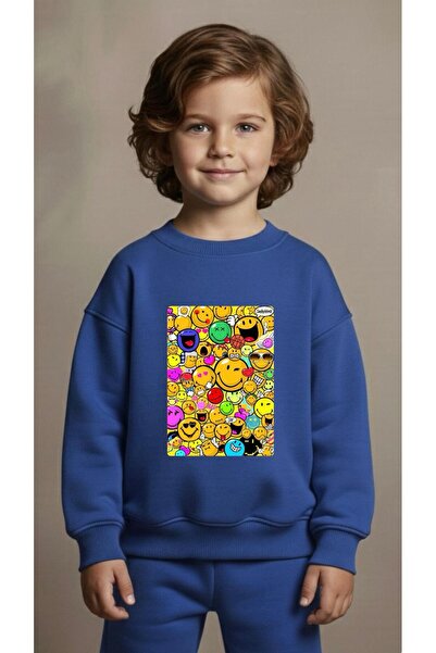 playwear Hanorac de echipă cu imprimeu FOTO EMOJI pentru fete și băieți, cu g...