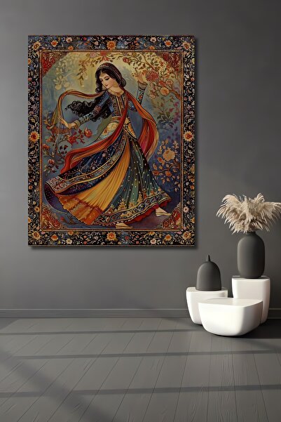 Teona Ahşap İran Desenli Kadın Figürü Yağlı Boya Görünümlü Ahşap Dekoratif Ev...