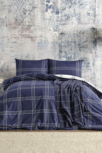 Doqu Home Ranforce Navy Bračni Set posteljine - Tamnoplava