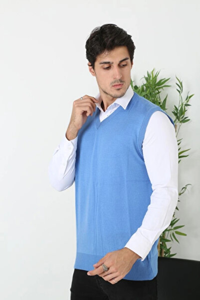 Alfanora Men's V-Neck Sleeveless Sweater Knitwear Pullover Soft Textured Cott...