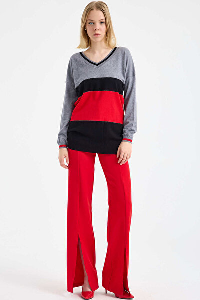 Sementa Color Block Glitter Detailed Knitwear Sweater - Gray