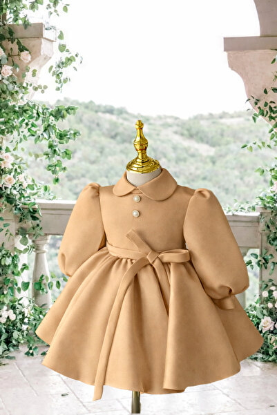 MUSGEM Rochie de seară pentru fetiță, model de Crăciun, cu mâneci lungi, maro...