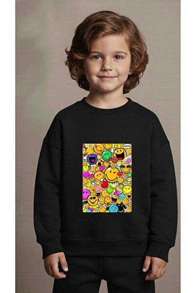 playwear Φούτερ ομάδας με εκτύπωση PHOTO EMOJI για κορίτσια και αγόρια, με λα...