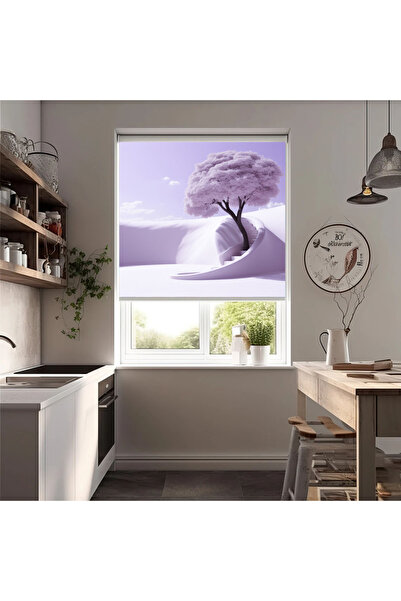 akel collection Baskılı Stor Perde Minimal Doğa Desenli Soft Tonlu Modern Dek...