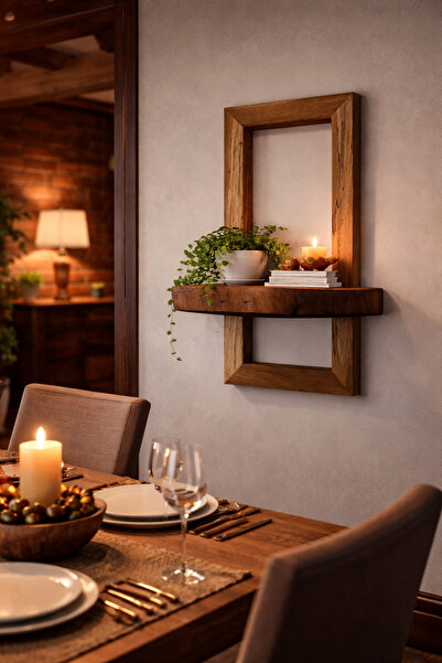 efholde Masif Ahşaf Dekoratif Raf